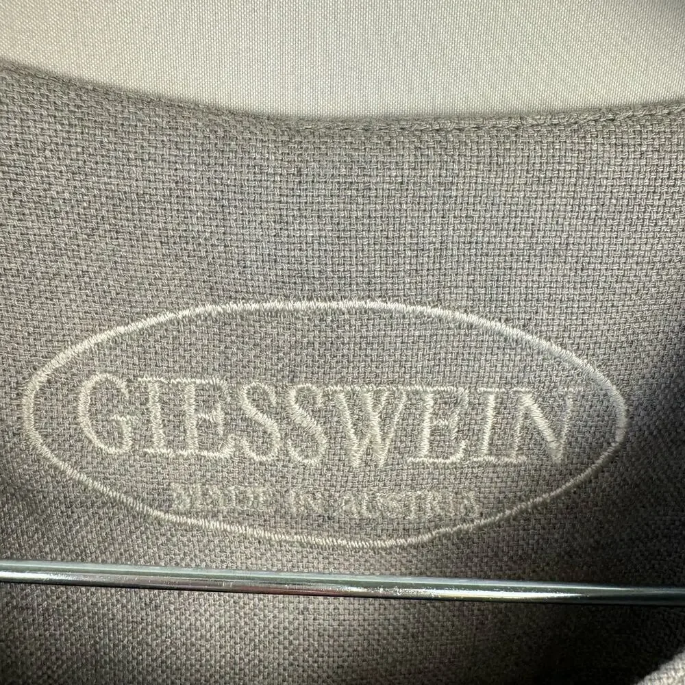 Giesswein Gray Collarless Single Breasted Embroidered‎ Cuff Blazer Jacket Sz 14